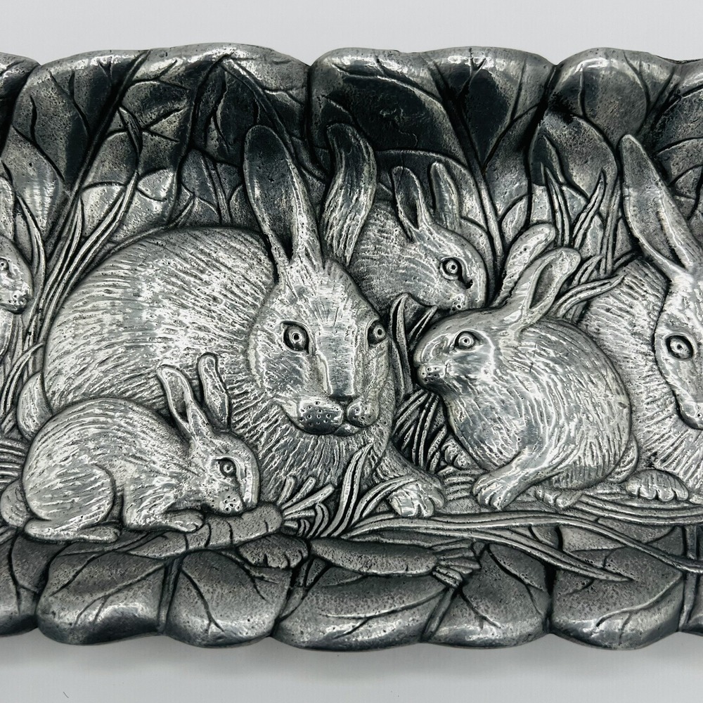 1990 Arthur Court Aluminum Bunny Oblong Serving Tray and cheese slicer - Picture 2 of 5